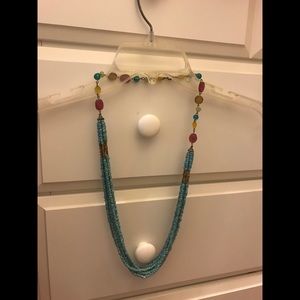 Teal beaded necklace
